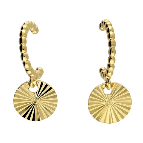 Gold Diamond cut Beaded Hoops