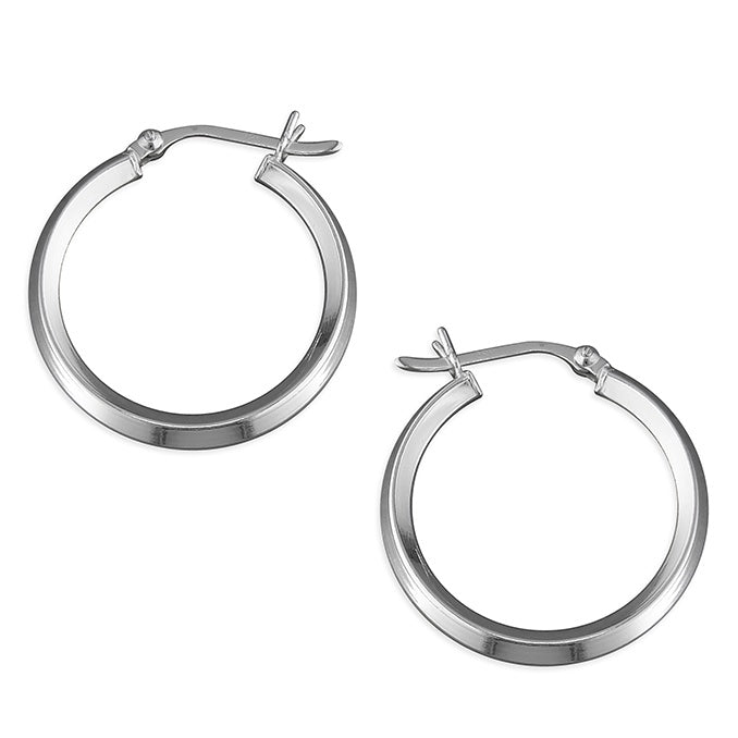 Sterling Silver Bevelled Creole Hoops