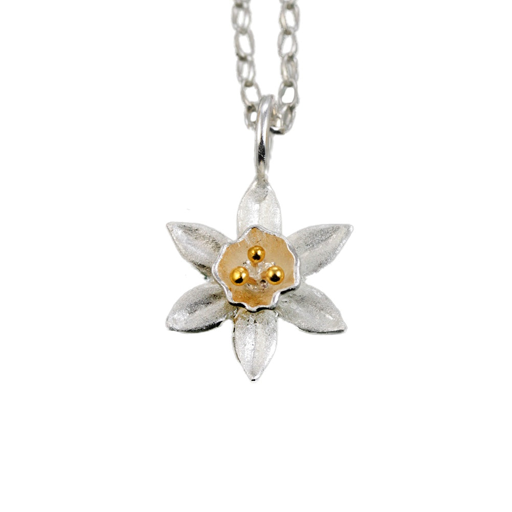 Silver Daffodil Flower Necklace