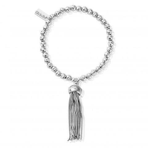 ChloBo Silver Sparkle Tassel Ball Bracelet