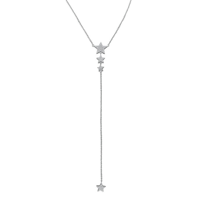 Sterling Silver Graduated CZ Stars Necklace