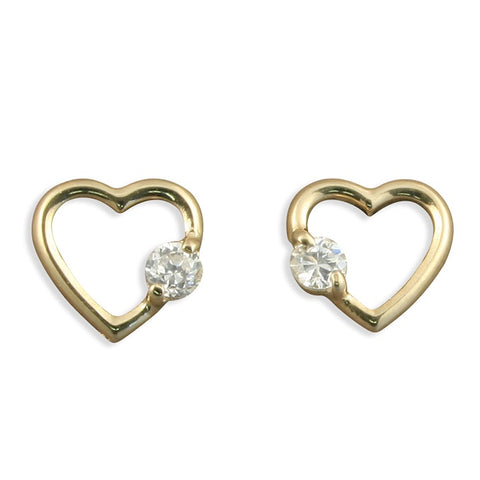 9ct Gold + Zirconia Open Heart Studs