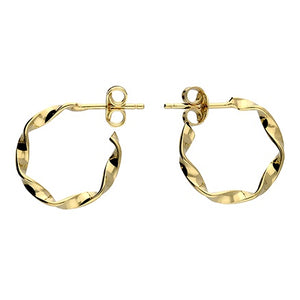 18ct Gold Plated Twist Hoop Stud Earrings