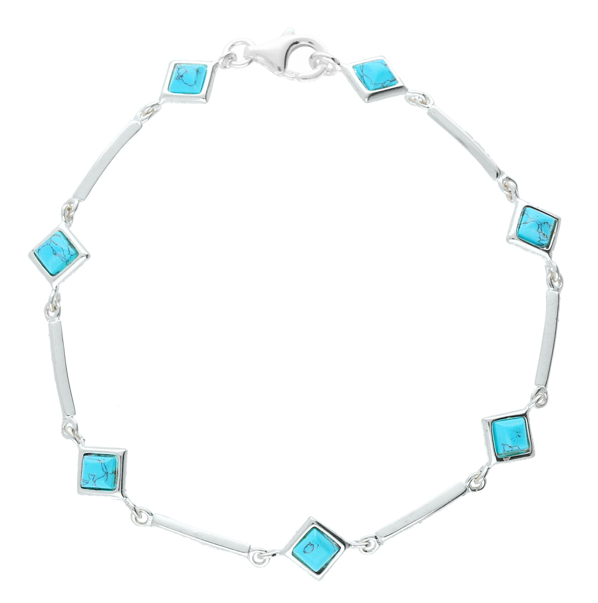 Turquoise & Silver Square Bracelet