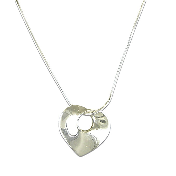 Sterling Silver Mobius Twist Heart Necklace