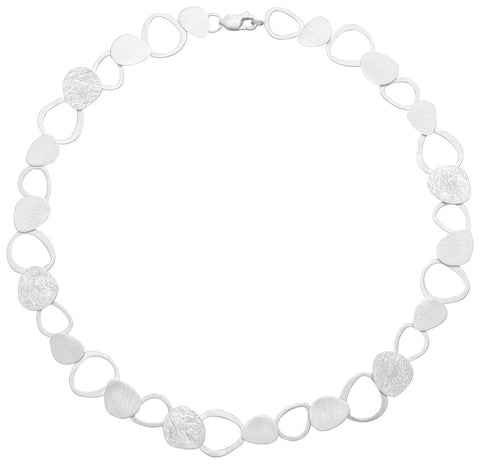 Brushed Silver Organic Shapes Necklace
