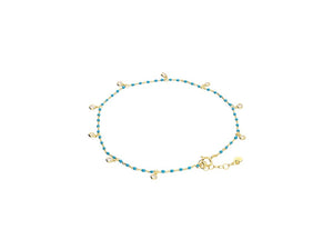 18ct Gold Plated & Turquoise Anklet