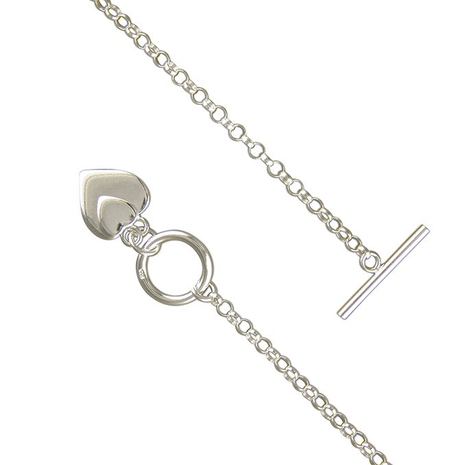 Sterling Silver 2-Heart Silver Bracelet
