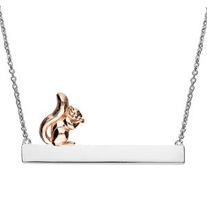 Sterling Silver & 18ct Rose Gold Squirrel on Silver ID Necklace