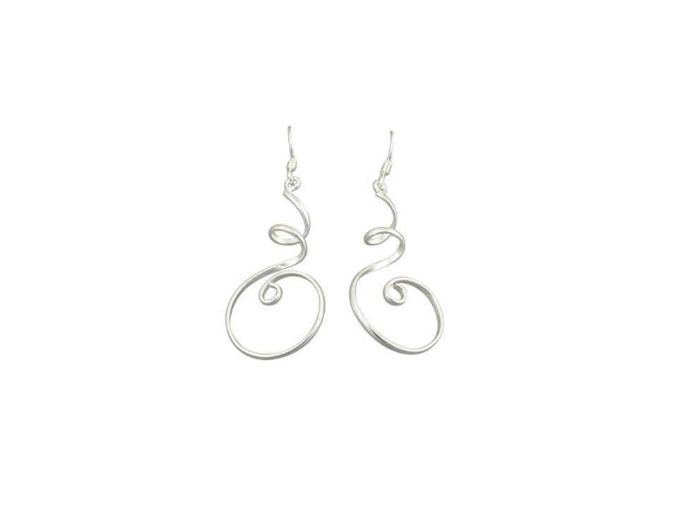 Sterling Silver Spiral Swirl Wire drop Earrings