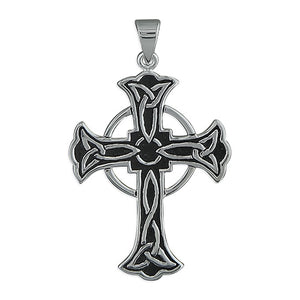 Sterling Silver Antiqued Celtic Cross Necklace