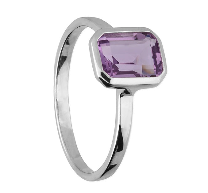 Sterling Silver Amethyst rectangle Ring