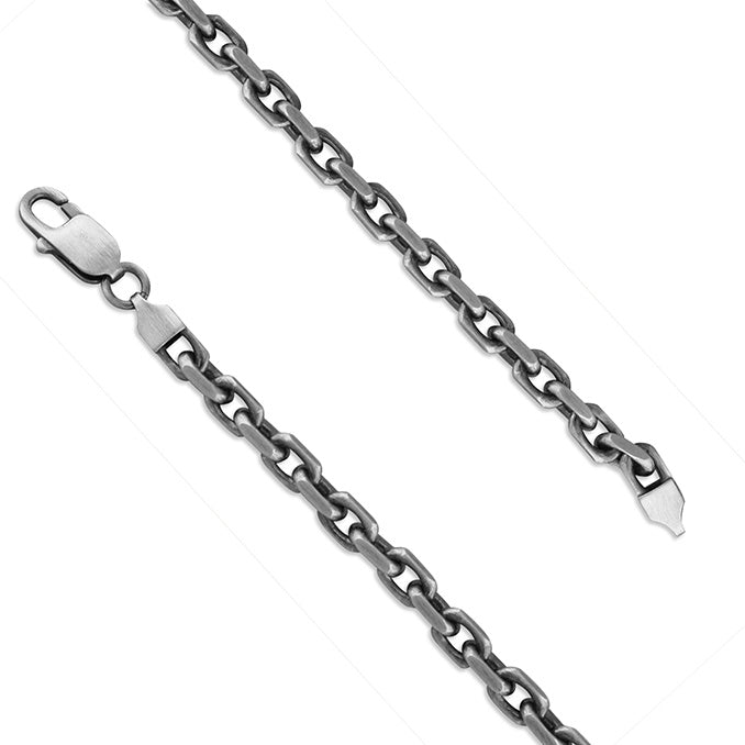 Oxidised Sterling Silver Anchor Chain Bracelet
