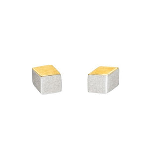 Silver & Gold Flat Cube Studs
