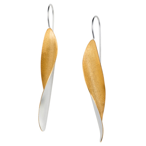 Silver & Gold Geometric Leaf Earrings
