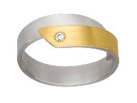 Silver & Gold Ring with 0.03ct Diamond