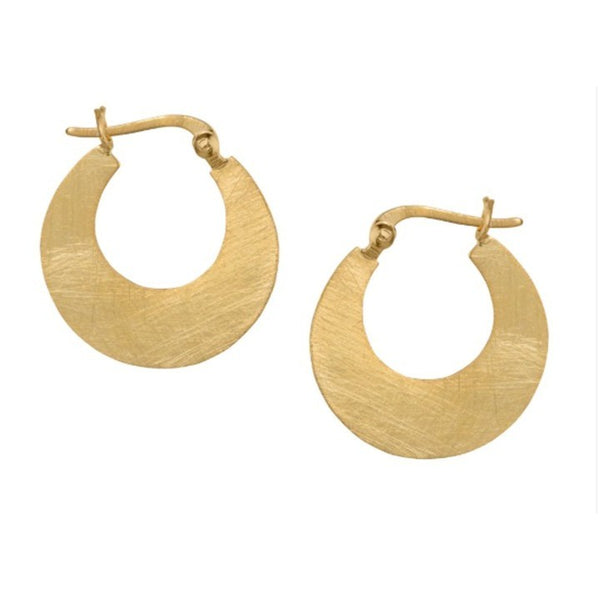 Small Brushed Gold Plated Cresent Earrings