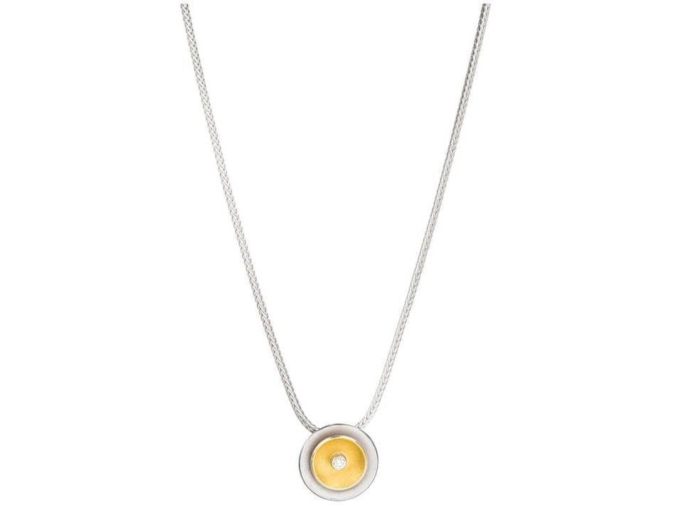 Silver & gold pendant necklace with diamond
