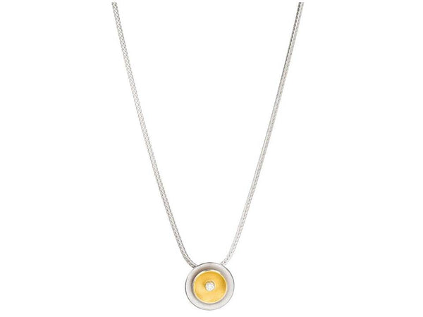 'Lunar Crater' Silver & 22ct Gold Diamond Necklace