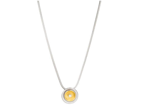 Silver & gold pendant necklace with diamond