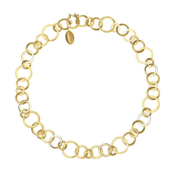 Brushed Gold Multi Circles Necklace