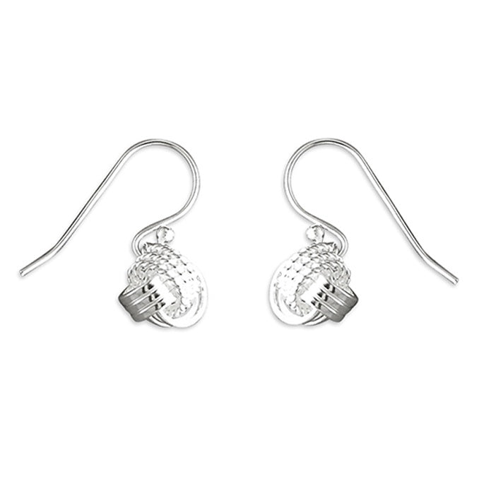 Sterling Silver Textured Knot Drop Earrings