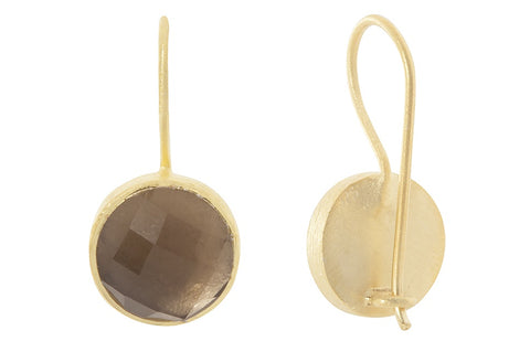 Gold Smokey Quartz Drop Earrings