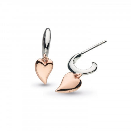 Kit Heath 18ct Rose Gold Kiss & Heart Earrings