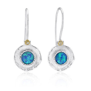 Silver & Blue Opalite Textured Earrings