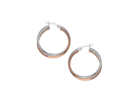 Sterling Silver & 18ct Rose Gold Plated Entwined Hoops