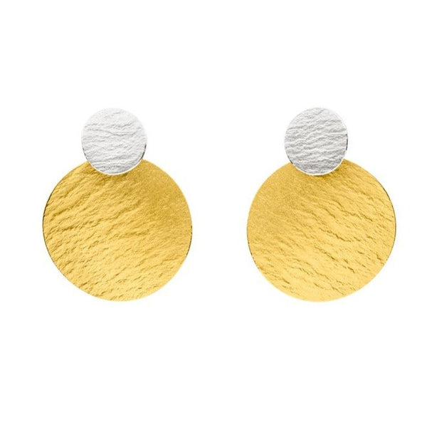 'Polar Path' Silver & 22ct Gold Drop Earrings