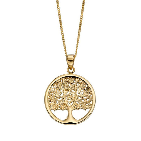 9ct Yellow Gold Cutout Tree Of Life Pendant Necklace