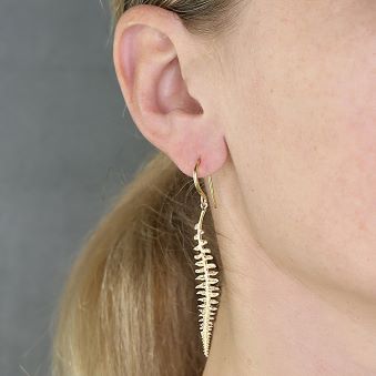 Gold Plated Fern Drop Earrings