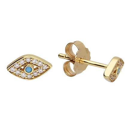 Gold Evil Eye Stud Earring