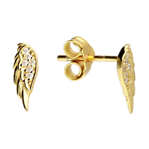 Gold CZ Wing Studs