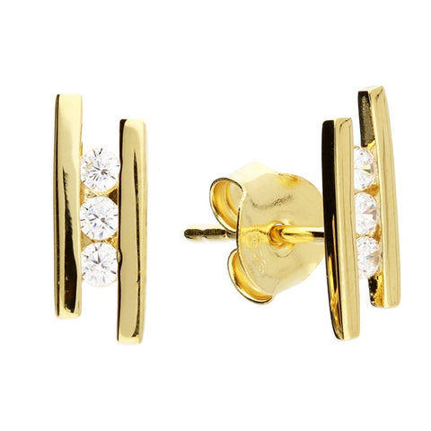 Gold Diamante Bar Studs