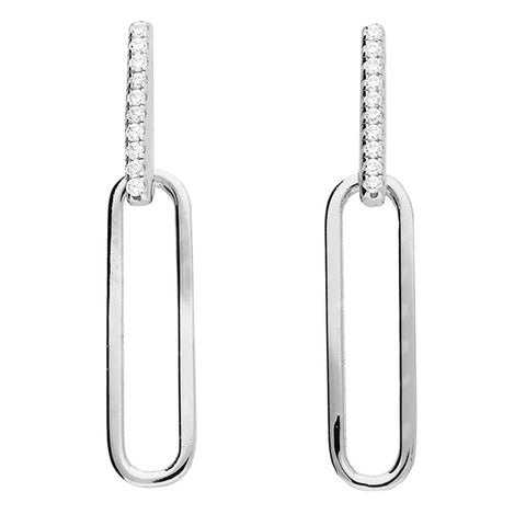 Diamante Paper-Clip Drop Earrings