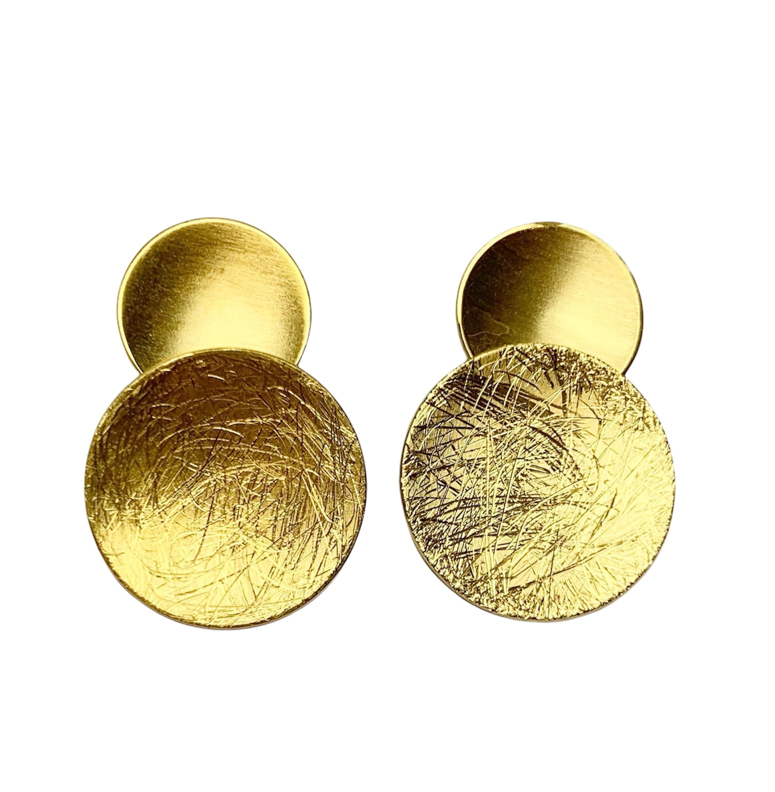 Gold Domed Discs Earrings
