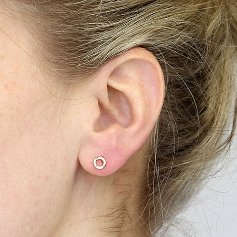 Gold Open Circle CZ Trio Stud