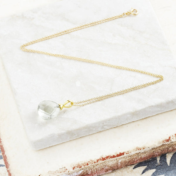 Gold  Green Amethyst Necklace