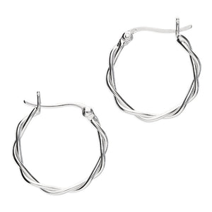 Silver Twisted Hinged Hoops
