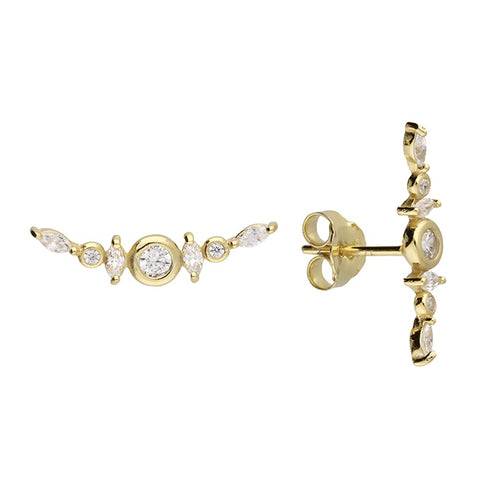 Dainty Diamanté Climber Stud Earrings