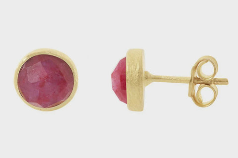 Cupcake Red Sillimanite Stud Earrings
