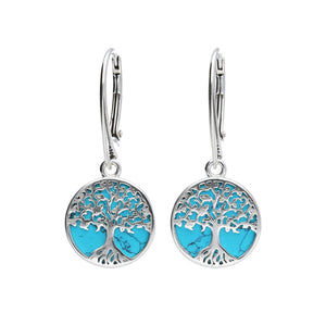 Turquoise & Silver Tree Earrings XSml