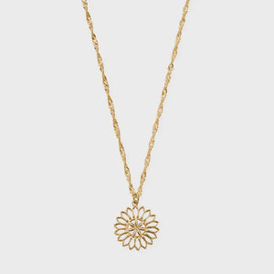 Chlobo Gold Plated Twisted Rope Chain Flower Mandala Necklace